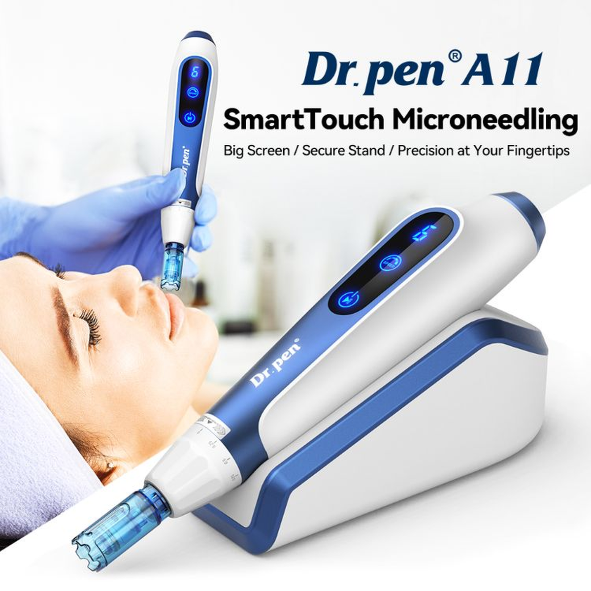Dr. Pen A11のタッチスクリーン本体とベース、専門家による使用イメージ