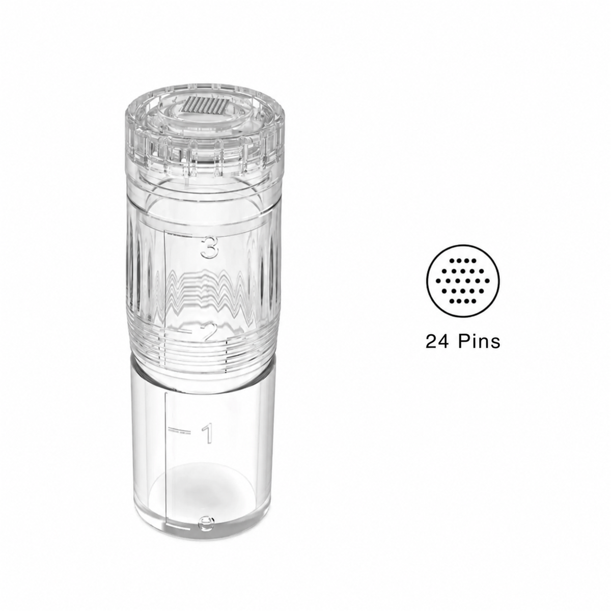 Hydra Pen H3／H5用24針交換カートリッジ、リザーバーと先端配列図