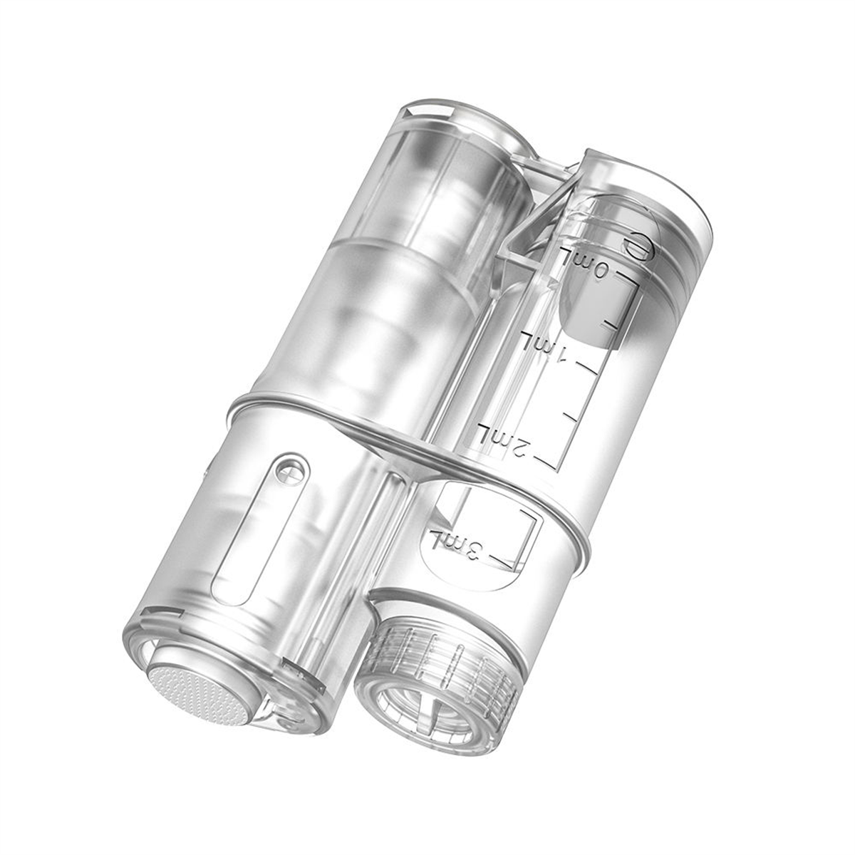 空の3 mlリザーバーとヘッド部を分けて示すHydra Pen H6カートリッジ構造